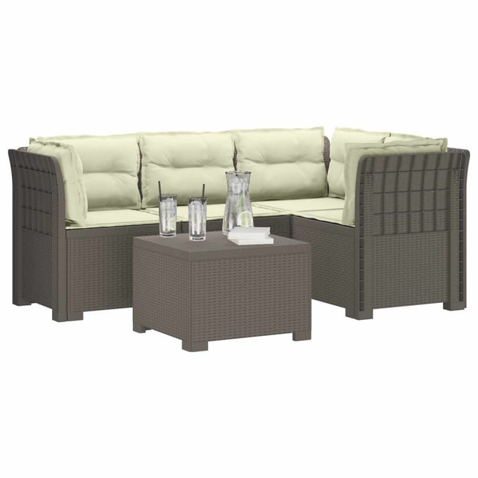 vidaXL - 4-Zitter - Tuin - Sofa - met - Kussens - Rattan - Look - PP - Lichtgrijs