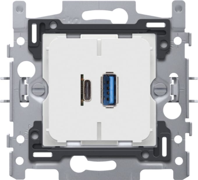 Niko - Dubbele smart USB-A USB-C lader met schroefklemmen - 420-00512