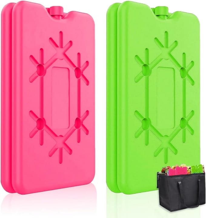 Set van 4 herbruikbare koelaccu's - 200 ml, platte koelaccu's voor koeltas, lunchbox, en koelbox