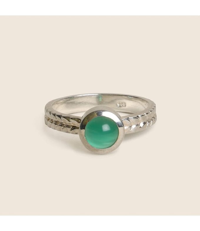 diluna.nl - ring groene Onyx - 925 sterling zilveren edelsteen ring