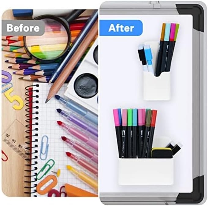 Set van 2 magnetische houders voor whiteboard markers met gummen