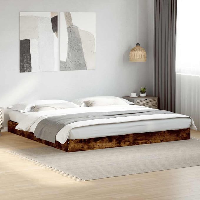 vidaXL - Bedframe - zonder - matras - hout - gerookt - eikenkleurig - 180x200 - cm