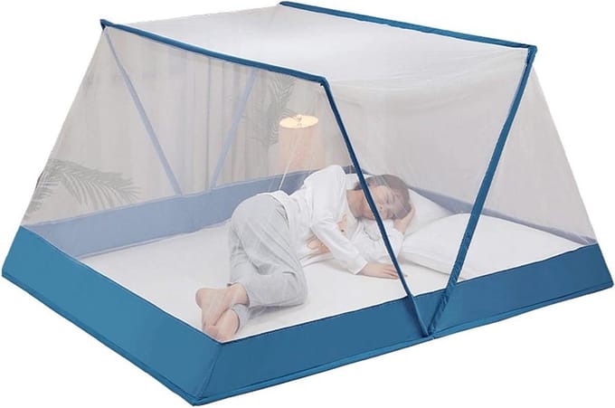 Klamboe Tent - Bed Luifel - Insecten Buiten - Draagbaar Opvouwbaar - 100x190cm - Blauw