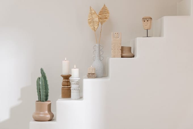 J-Line decoratie Standbeeld Marie - steen - naturel - 2 stuks