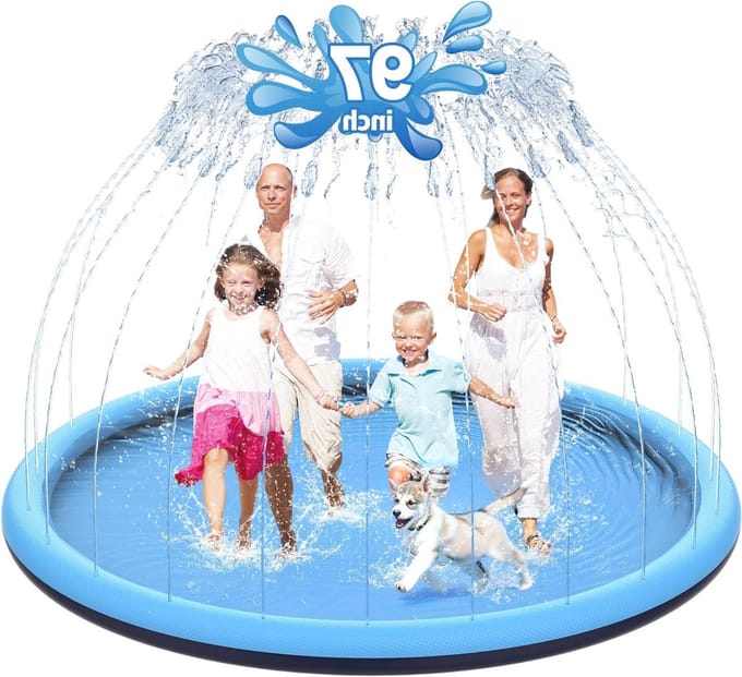 Water Speelmat - Sproeierbad Kinderen - Buiten Spelen - Antislip Textuur - 246 cm - Blauw