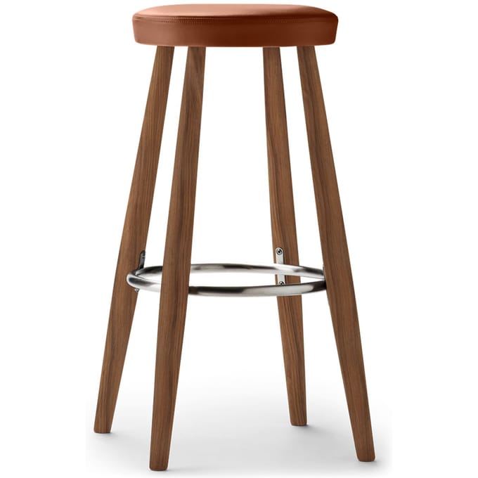 Carl Hansen & Søn CH56/58 Barkruk - walnoot geolied - Leder Bruin/Thor307 - 76 cm