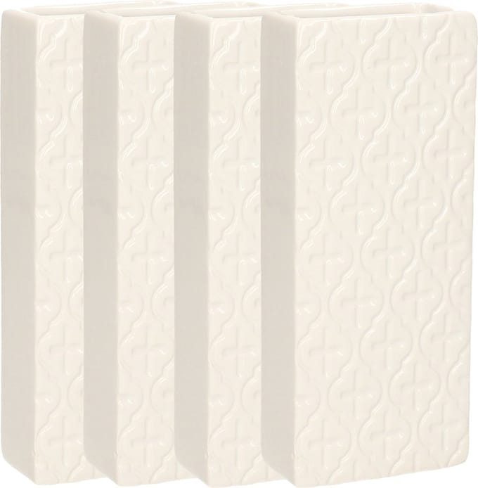Gerimport Waterverdamper - 4x - wit - keramiek - 400 ml - radiatorbak luchtbevochtiger - 7,4 x 17,7 cm