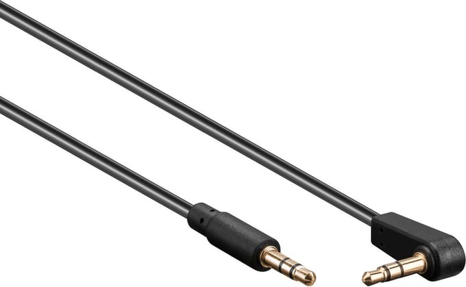 3,5mm Jack stereo audio slim kabel - haaks / zwart - 3 meter