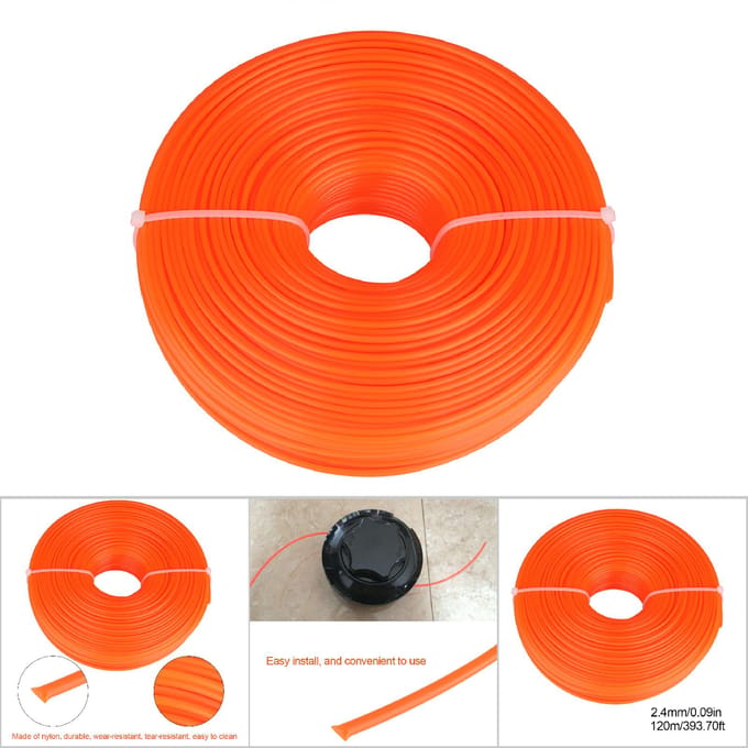 Fil de coupe-bordures en nylon de 2,4 mm pour coupe-bordures à essence, 120 m