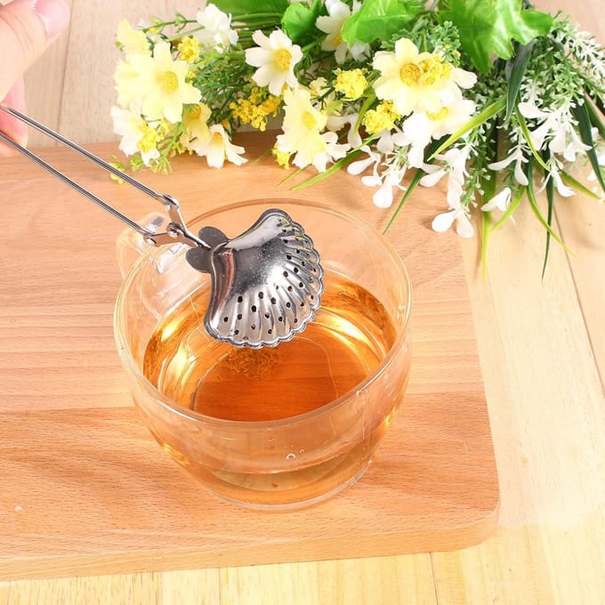 Schattige Roestvrijstalen Losse Thee Infuser Blad Zeef Filter Diffuser Kruiden Specerijen Schelp Knijper gray
