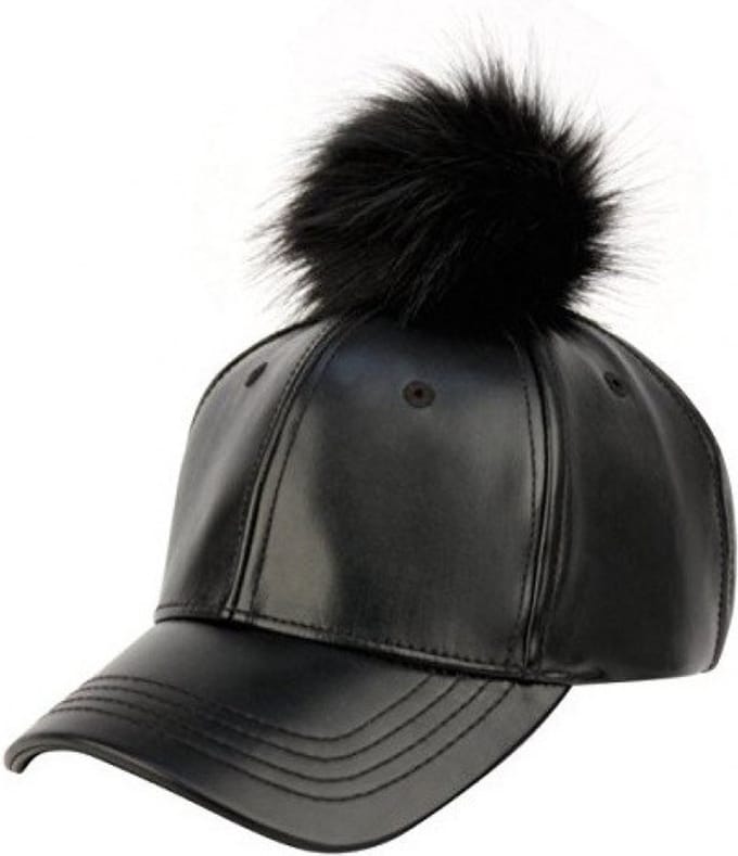 eCarla - pet met pompon - zwart