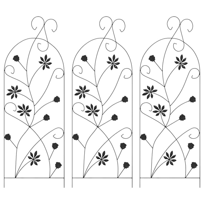 vidaXL - Tuinhek - 3 - st - Zwart - 112 - x - 39,5 - cm - Staal