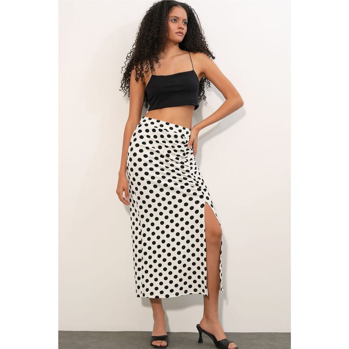 Hoge Taille Polka Dot Midi Rok