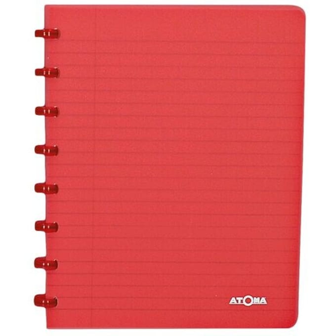 Atoma - Trendy schrift | ft A5 | 144 bladzijden | commercieel geruit | transparant rood