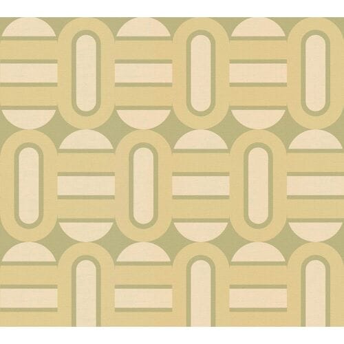 RETRO BEHANG | Grafisch - groen crème - A.S. Création Retro Chic