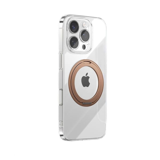 Joyroom JR-16JL6 iPhone 16 Pro Ultra-Thin MagSafe Compatible Case with 360° Ring Stand - Gold
