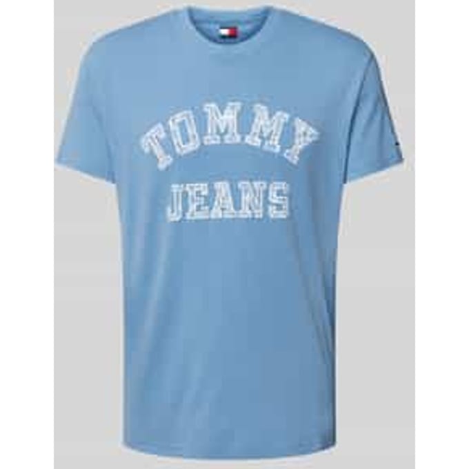 Regular fit T-shirt van puur katoen met labelprint met motief