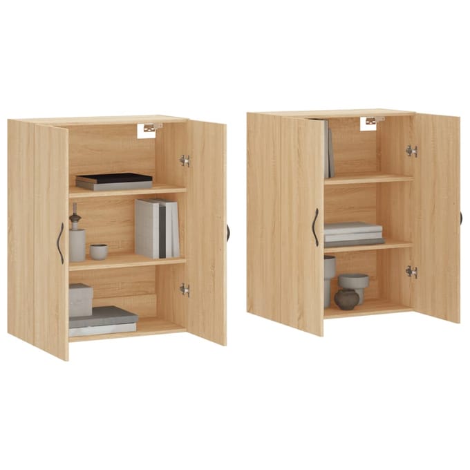 vidaXL - Hangkasten - 2 - st - bewerkt - hout - sonoma - eikenkleurig