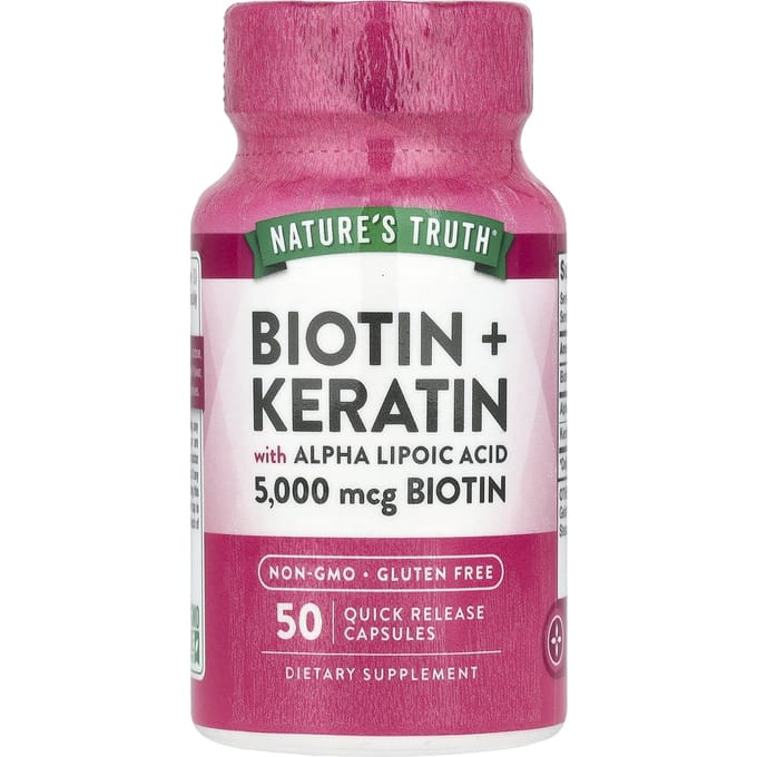 Nature's Truth, met biotine + keratine, alfa-liponzuur, 50 snel oplosbare capsules