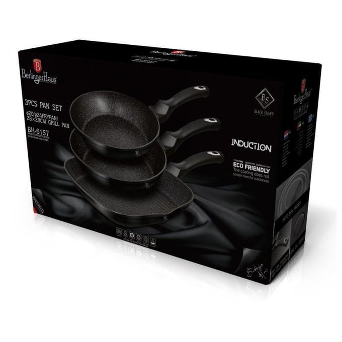 Berlinger Haus Black Silver - Graniet Koekenpannenset - Aluminium - Soft-Touch Handgreep