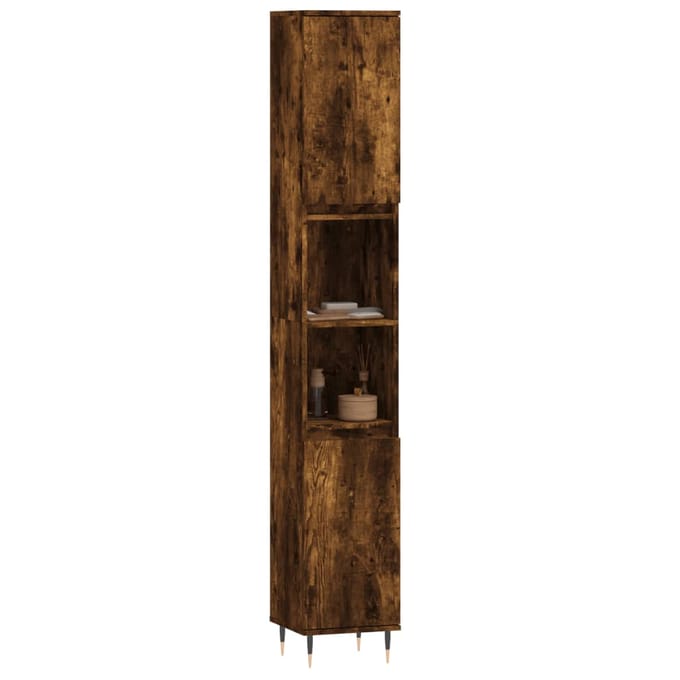 vidaXL - Badkamerkast - 30x30x190 - cm - bewerkt - hout - gerookt - eikenkleurig