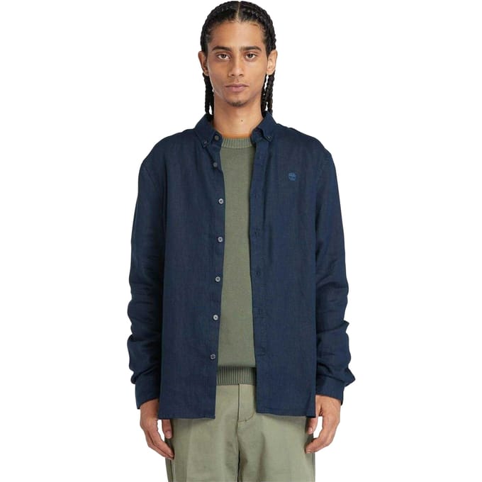 Timberland Heren Linnen Relaxed Fit Overhemd (Donkere saffier)