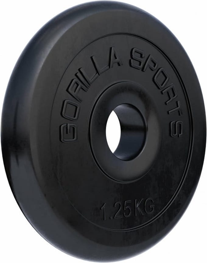 Gorilla Sports Halterschijf - Gewichtschijf - Rubber - 30 mm - 1,25 kg