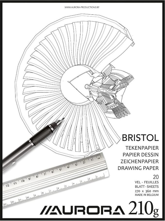 Aurora Tekenblok - Bristol - Glad Tekenpapier - 270x360mm - 210g - 20 Vel