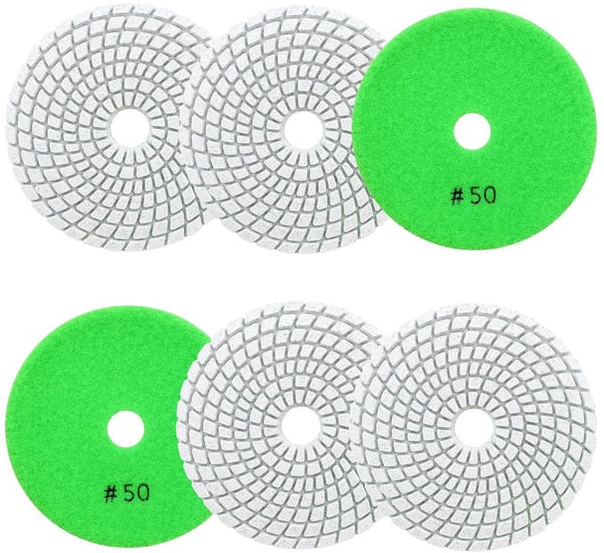 Polijstpads voor graniet, marmer en kunststeen - 100 mm, 6 stuks
