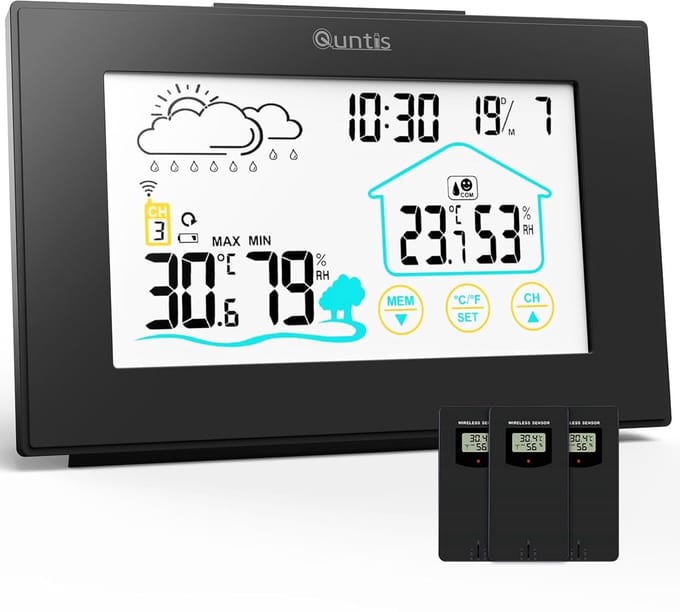 Draadloos Weerstation met Touchscreen en Buitensensor voor Binnen en Buiten