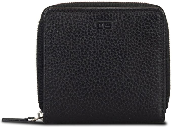 JOST Leren portemonnee Vika Zip Wallet Black zwart