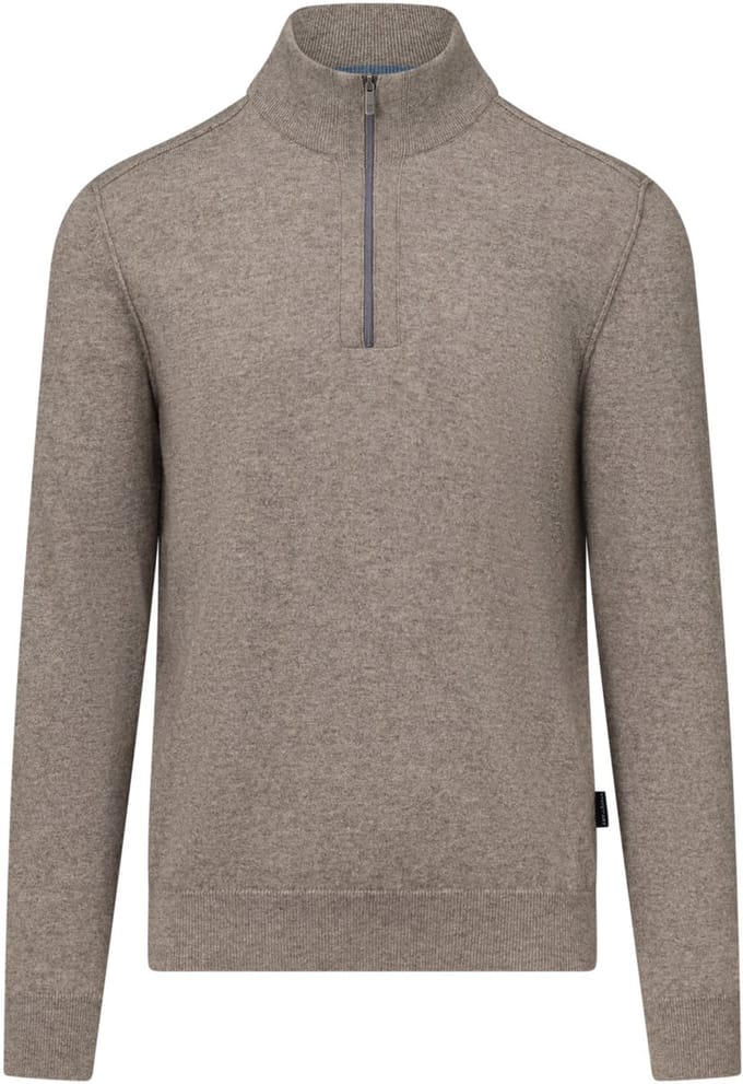 State Of Art Half Zip Trui Wool Blend Melange Taupe - Maat L - Heren - Pullovers