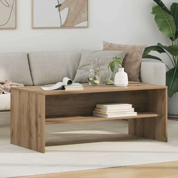 vidaXL - Salontafel - Artisan - Eiken - 100 - x - 50 - x - 40 - cm - Bewerkt - hout