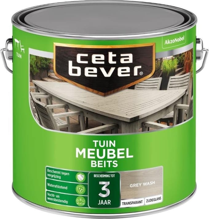 CetaBever Tuinmeubel Beits - Zijdeglans - Grey Wash - 2,5 liter