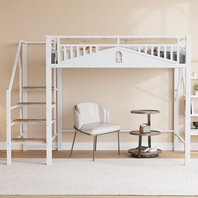 Sweiko Hoogslaper - 140 x 200 cm - Veiligheidsrails - Wit (zonder stoel)