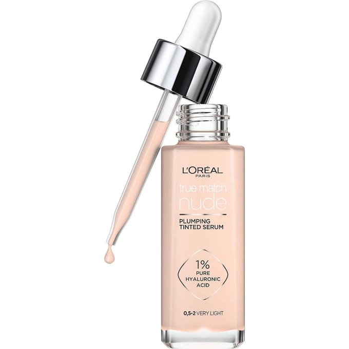 L'Oréal Paris True Match Nude Volumegevend Getint Serum Foundation met hyaluronzuur - 0.5-2 Very Light - 30ml - Vegan