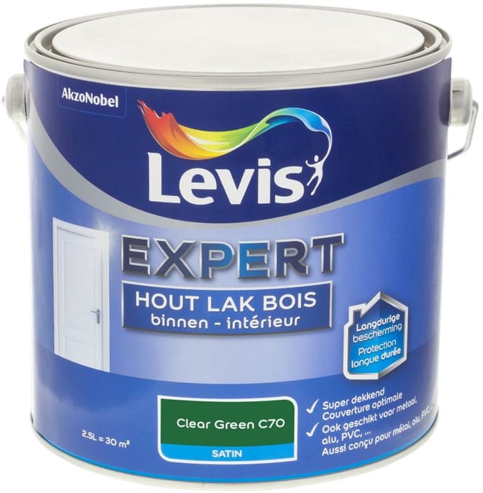 Levis - Expert Hout Lak Binnen Satin Mix - Clear Green C70 - Mengverf - 2,5 L