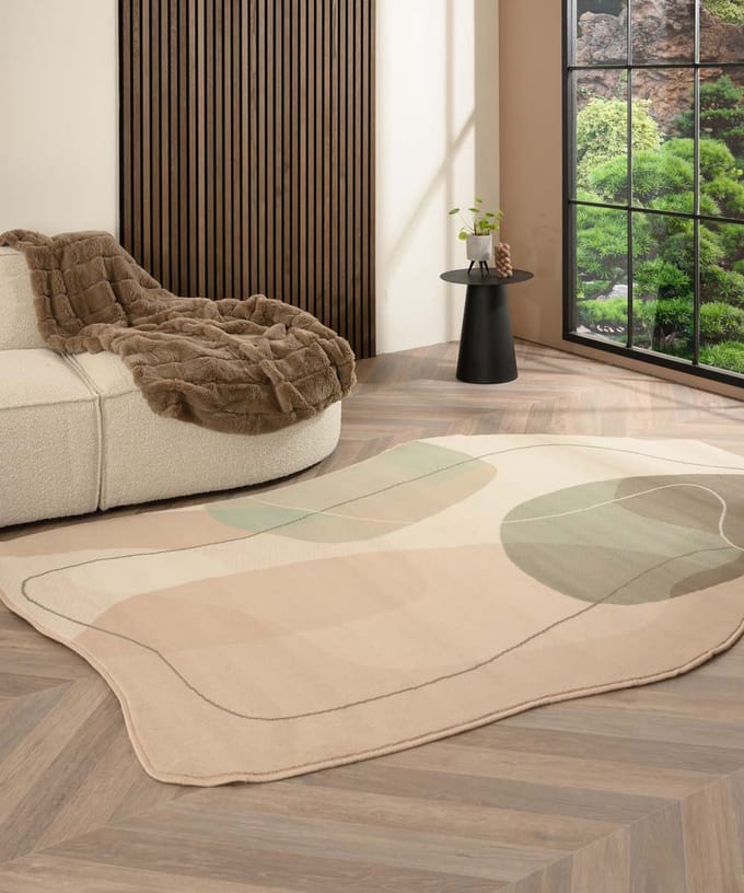 Organisch vloerkleed - Ease Stone zachtgroen 160x230