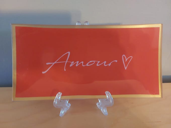 Leuk bordje met de tekst : Amour