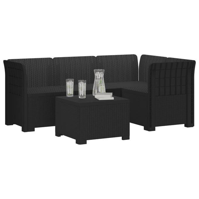 vidaXL - 4-Zitter - Tuin - Sofa - Rattan - Look - PP - Antraciet