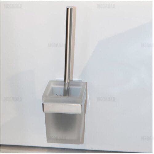 Duravit Karree closetborstelgarnituur met matglas wandmodel chroom