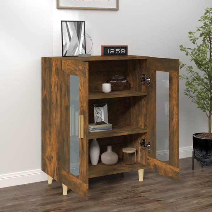 vidaXL - Dressoir - 69,5x34x90 - cm - bewerkt - hout - gerookt - eikenkleurig