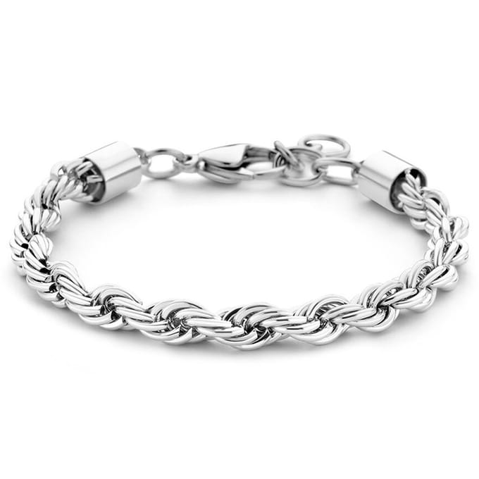 Armband Koordschakel staal zilverkleurig 5,7 mm 17-20 cm.
