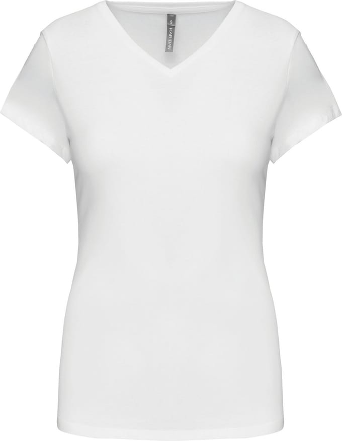 Kariban Dames-t-shirt V-hals korte mouwen K3015 - White - L