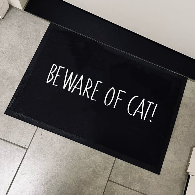 Deurmat met tekst-kerst cadeautje-Beware of cat-Grappige deurmat-Deurmat binnen-60x40cm