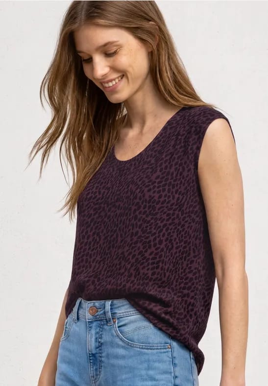 Shirt met boothals en elastische zoom