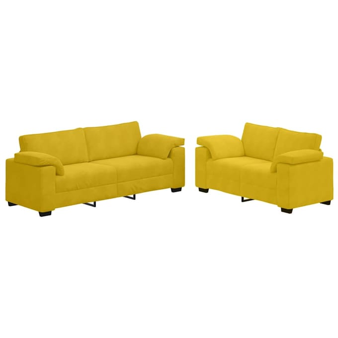 vidaXL - 2-delige - bankset - met - kussens, - geel - fluweel