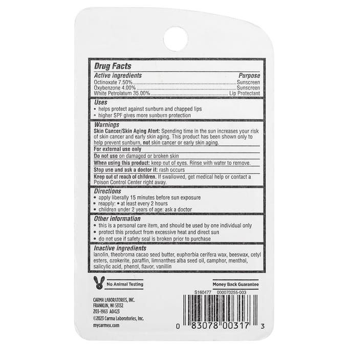 Carmex, Baume à Lèvres Classique, Médicamenté, FPS 15, 3 Bâtonnets, 4,25 g (0,15 oz) Chaque yellow