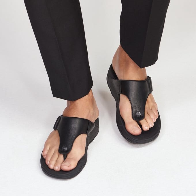 Fitflop Trakk II Leer Heren Sandalen Alle Zwart