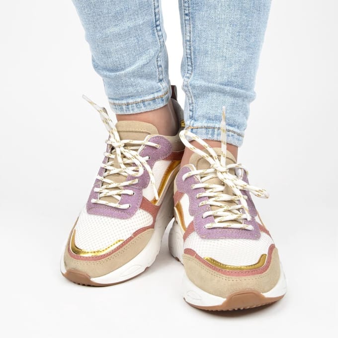 PS Poelman - maat 38- CAROCEL Dames Sneakers - Beige Multi